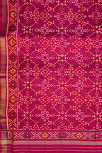 Pink Handloom Patola Single Ikat Pure Silk Dupatta - Luxurion World
