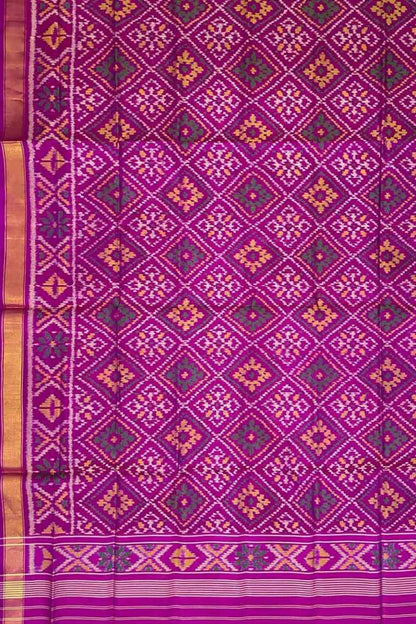 Purple Handloom Patola Single Ikat Pure Silk Dupatta