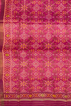 Pink Handloom Patola Single Ikat Pure Silk Dupatta - Luxurion World