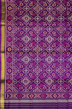 Purple Handloom Patola Single Ikat Pure Silk Dupatta - Luxurion World