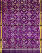 Purple Handloom Patola Single Ikat Pure Silk Dupatta - Luxurion World