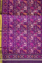 Purple Handloom Patola Single Ikat Pure Silk Dupatta - Luxurion World