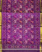 Purple Handloom Patola Single Ikat Pure Silk Dupatta - Luxurion World