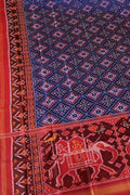 Blue Semi Patan Patola Handloom Pure Silk Dupatta - Luxurion World