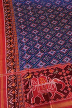 Blue Semi Patan Patola Handloom Pure Silk Dupatta - Luxurion World