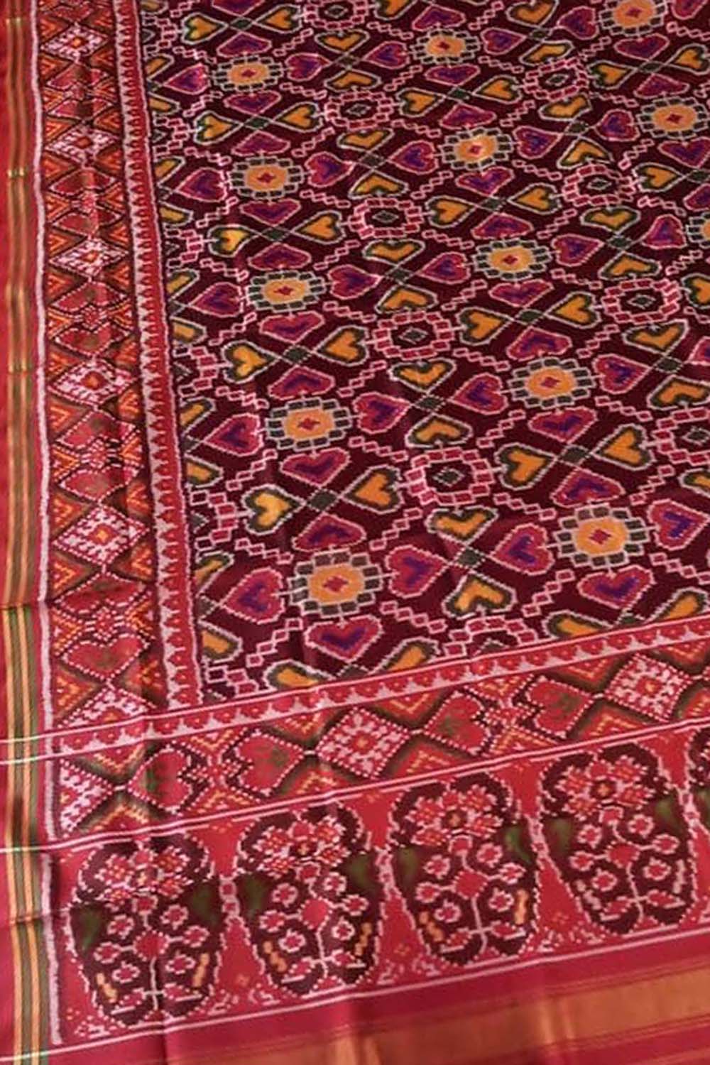 Multicolor Semi Patan Patola Handloom Pure Silk Dupatta