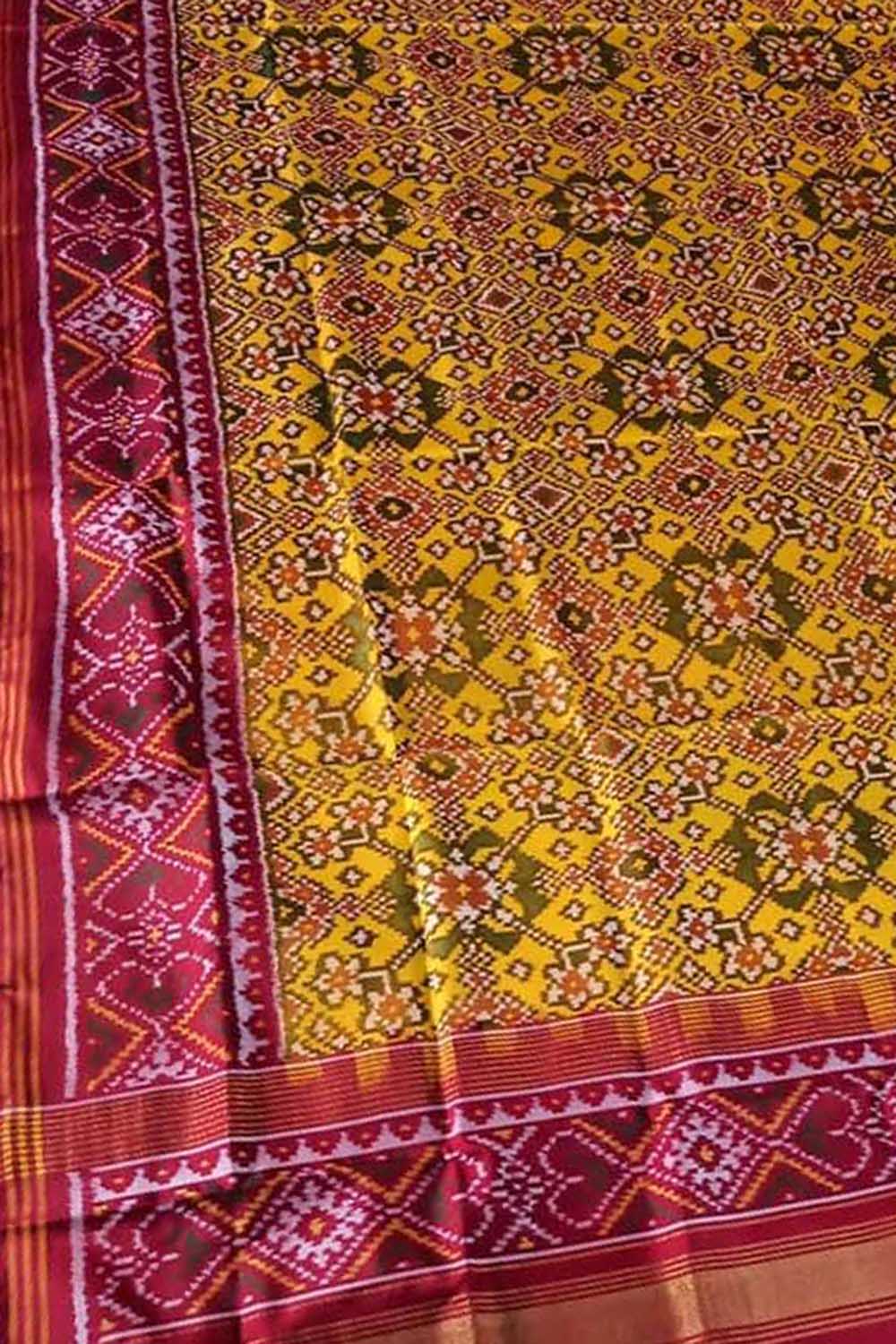 Yellow Semi Patan Patola Handloom Pure Silk Dupatta