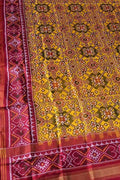 Yellow Semi Patan Patola Handloom Pure Silk Dupatta - Luxurion World
