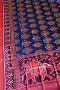 Blue Semi Patan Patola Handloom Pure Silk Dupatta - Luxurion World