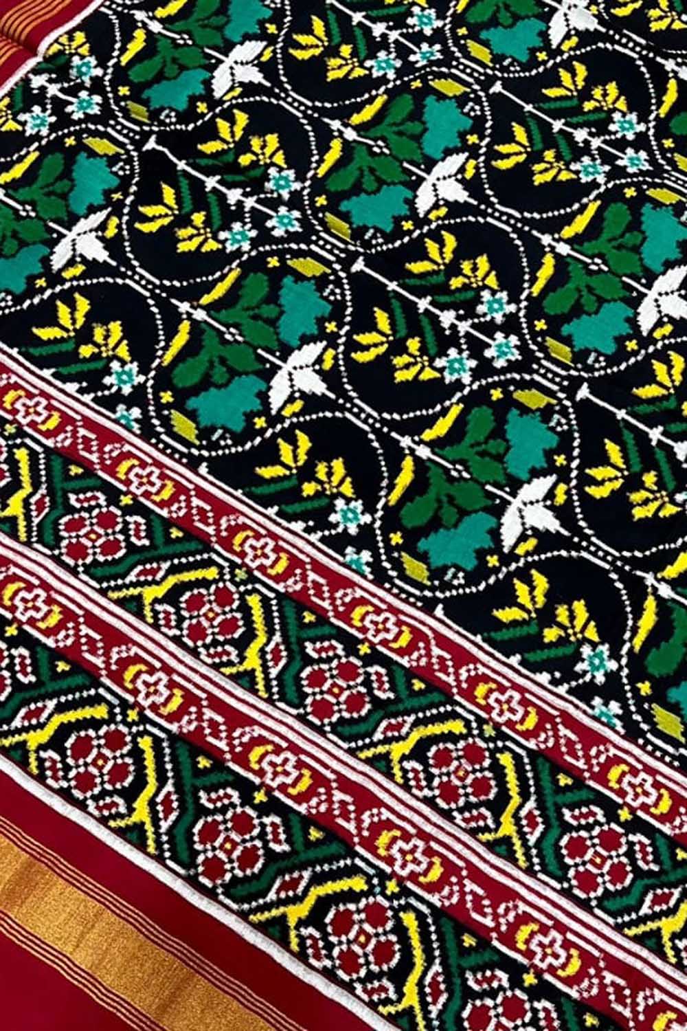 Multicolor Patan Patola Handloom Pure Silk Double Ikat Dupatta - Luxurion World