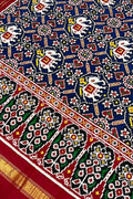Blue Patan Patola Handloom Pure Silk Double Ikat Dupatta - Luxurion World