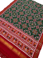 Green Patan Patola Handloom Pure Silk Double Ikat Dupatta - Luxurion World