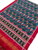 Blue Patan Patola Handloom Pure Silk Double Ikat Dupatta - Luxurion World