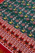 Green Patan Patola Handloom Pure Silk Double Ikat Dupatta - Luxurion World