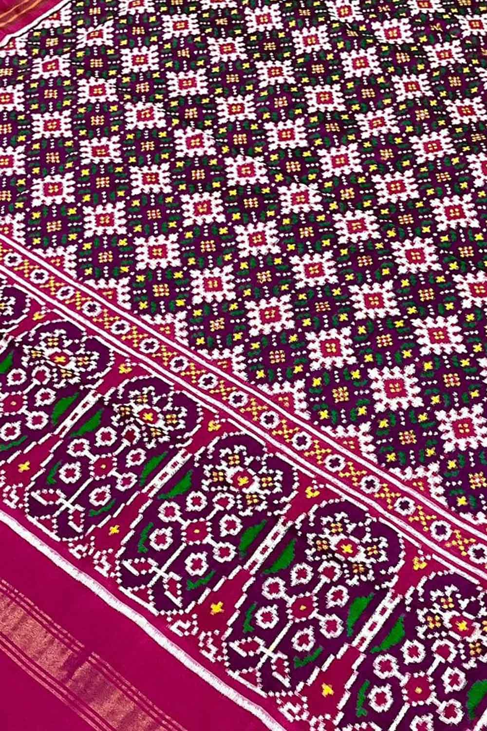 Purple Patan Patola Handloom Pure Silk Double Ikat Dupatta