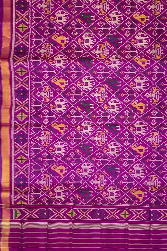 Exquisite Purple Patola Handloom Silk Ikat Dupatta: A Timeless Masterpiece