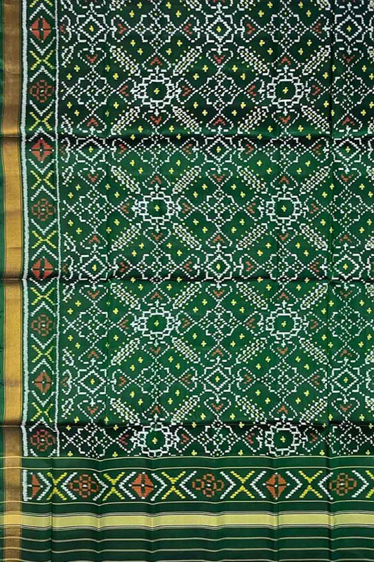 Stunning Green Patola Handloom Silk Ikat Dupatta: A Timeless Classic