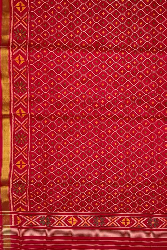 Exquisite Red Patola Handloom Silk Ikat Dupatta: A Timeless Masterpiece