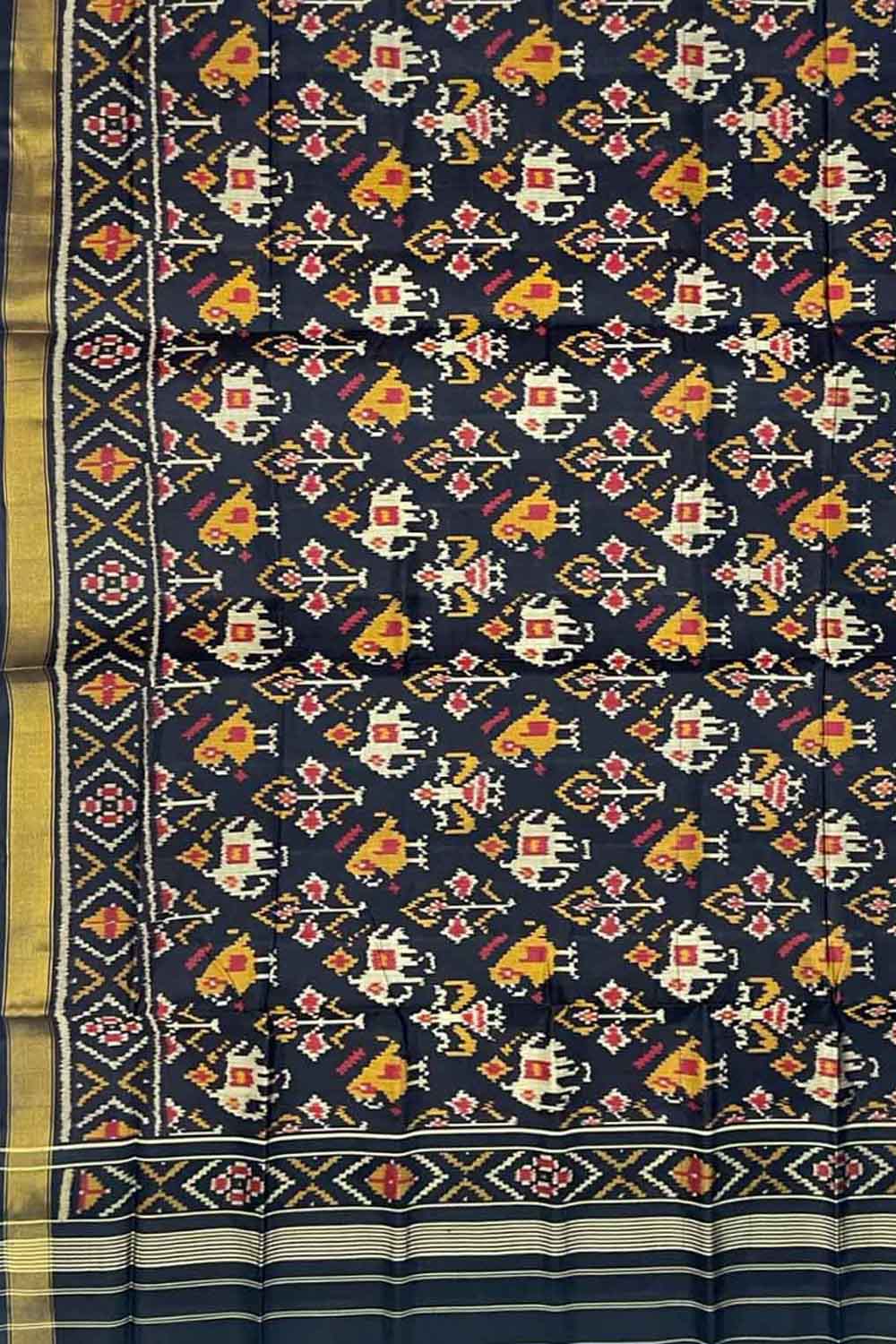 Black Patola Handloom Pure Silk Single Ikat Dupatta: Timeless Elegance in Every Thread - Luxurion World