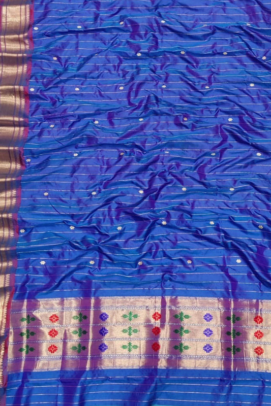 Blue Paithani Pure Silk Dupatta - Luxurion World