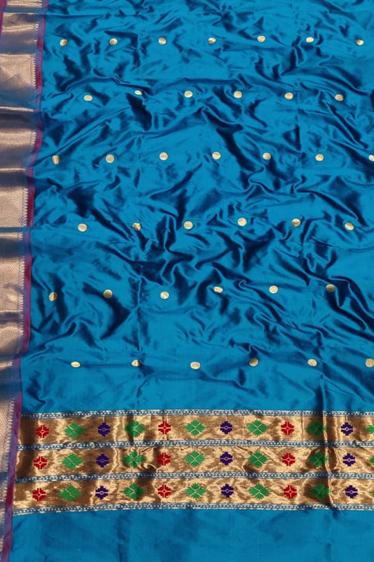 Blue Paithani Pure Silk Dupatta - Luxurion World