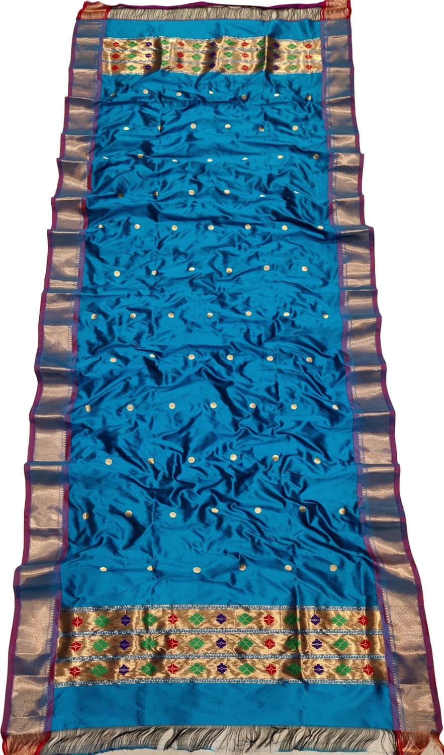 Blue Paithani Pure Silk Dupatta - Luxurion World
