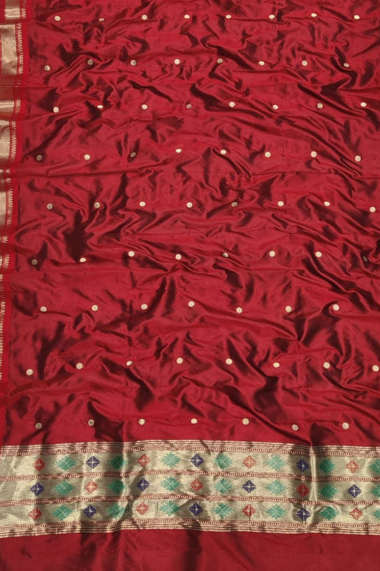 Red Paithani Pure Silk Dupatta