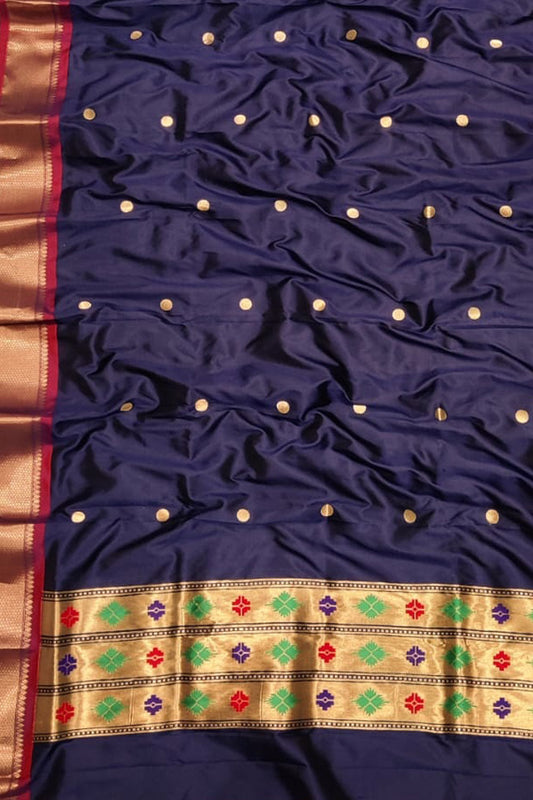 Blue Paithani Pure Silk Dupatta - Luxurion World