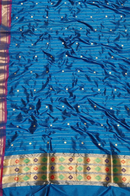 Blue Paithani Pure Silk Dupatta - Luxurion World
