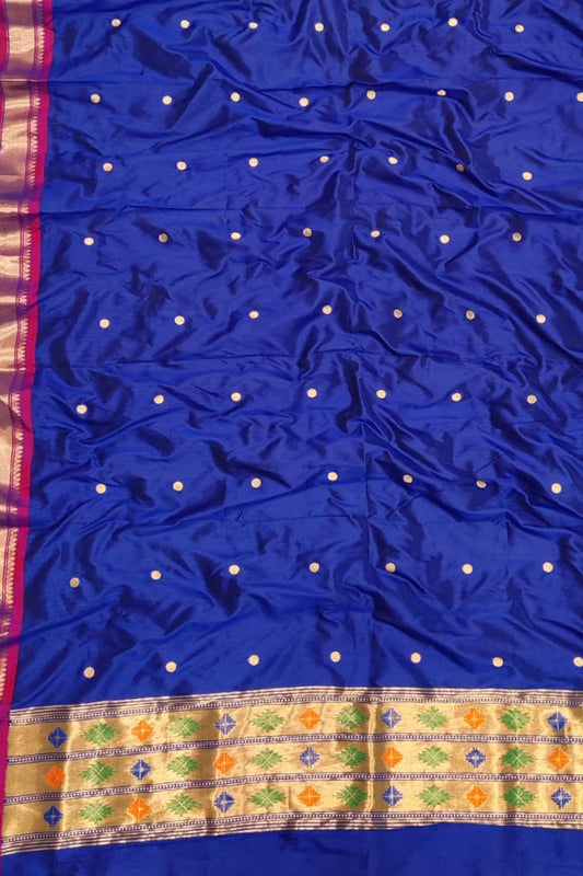 Blue Paithani Pure Silk Dupatta - Luxurion World