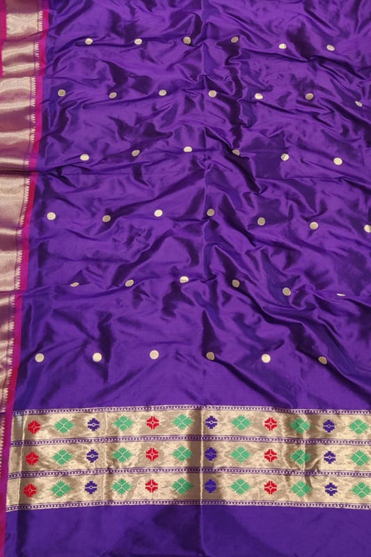 Purple Paithani Pure Silk Dupatta - Luxurion World