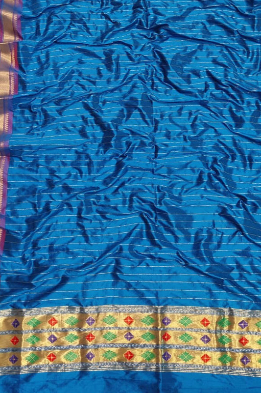 Blue Paithani Pure Silk Dupatta - Luxurion World