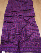 Purple Embroidered Phulkari Muslin Bagh Dupatta - Luxurion World