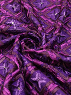 Purple Embroidered Phulkari Muslin Bagh Dupatta - Luxurion World