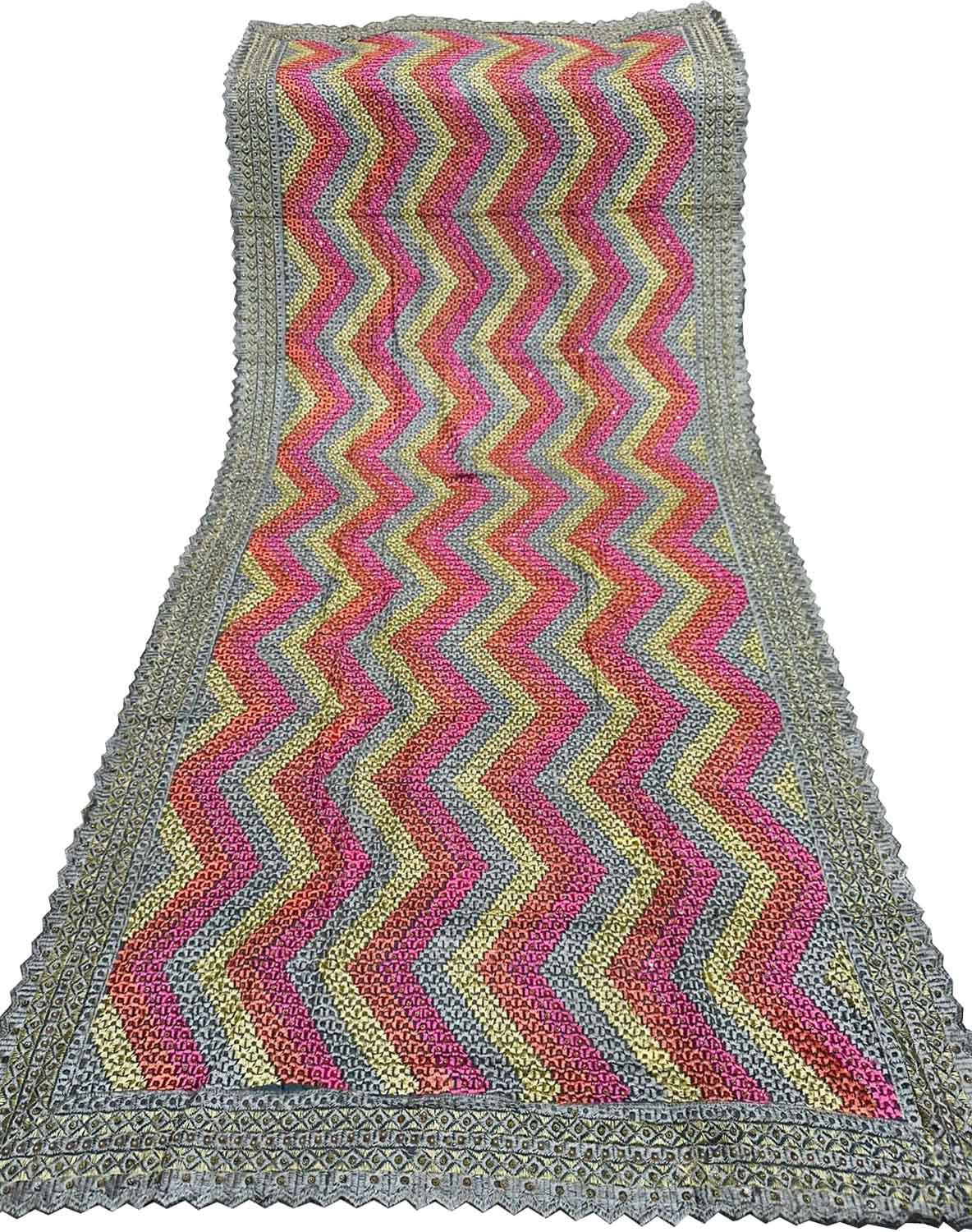 Multicolor Phulkari Chinnon Dupatta - Luxurion World