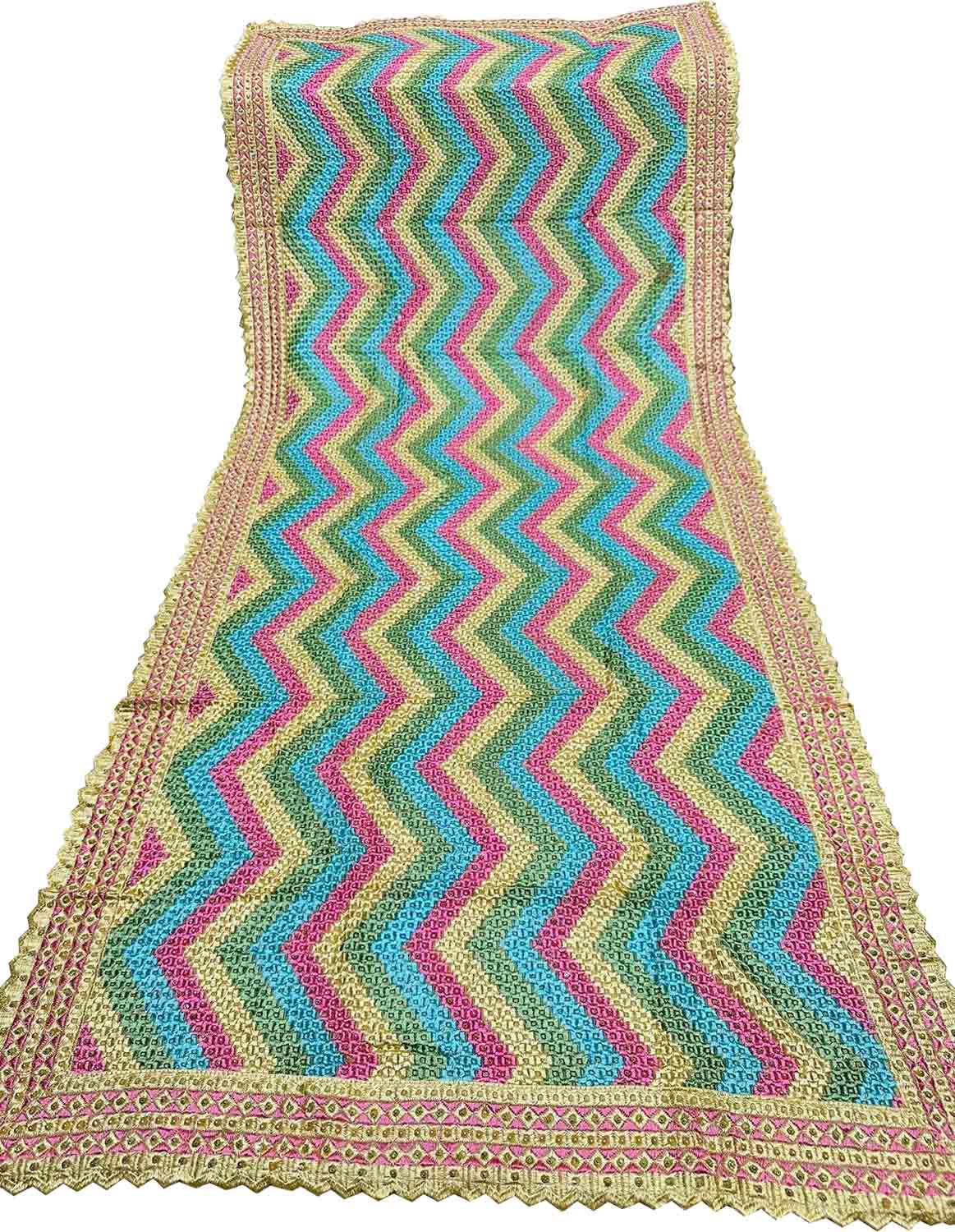 Multicolor Phulkari Chinnon Dupatta - Luxurion World