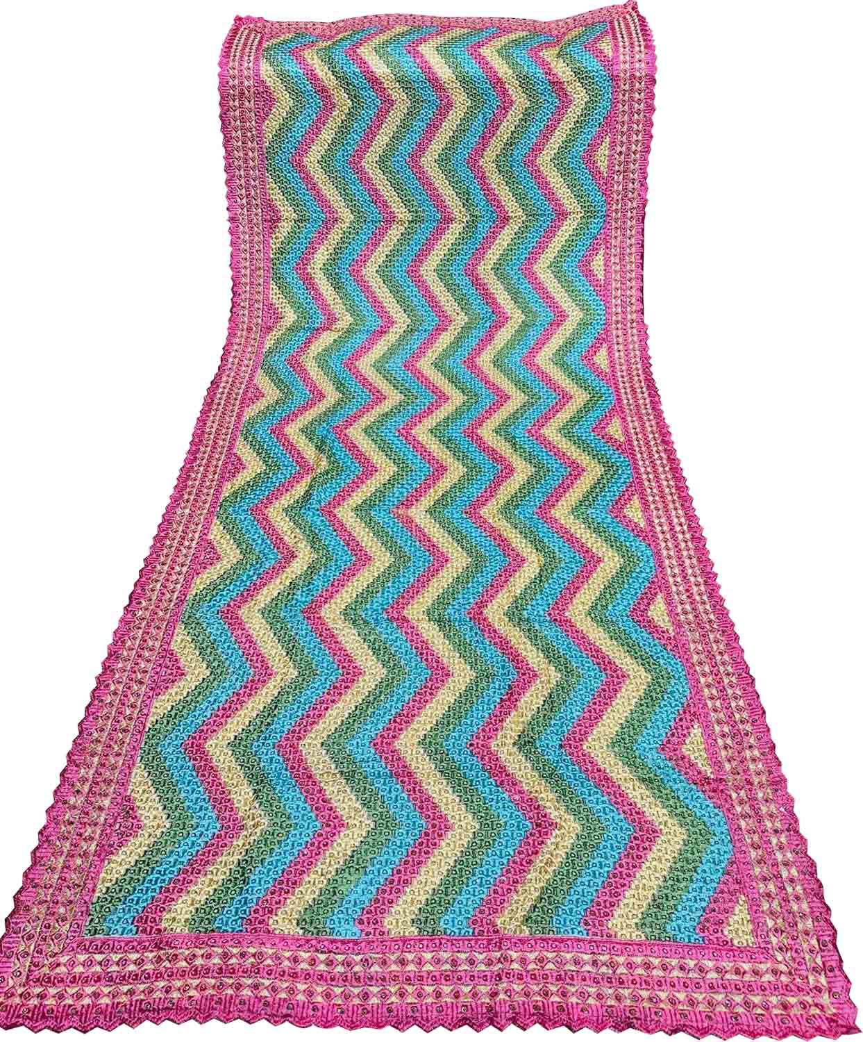 Multicolor Phulkari Chinnon Dupatta - Luxurion World