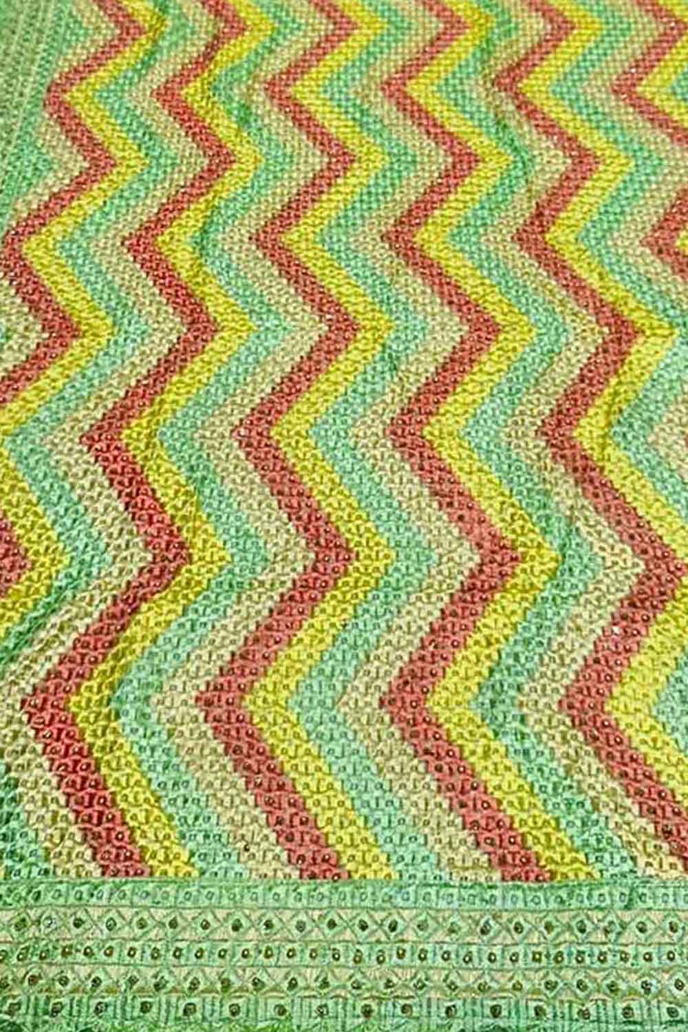 Multicolor Phulkari Chinnon Dupatta - Luxurion World