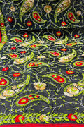 Black Phulkari Hand Embroidered Raw Silk Dupatta - Luxurion World