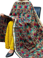 Multicolor Phulkari Embroidered Chinon Dupatta - Luxurion World