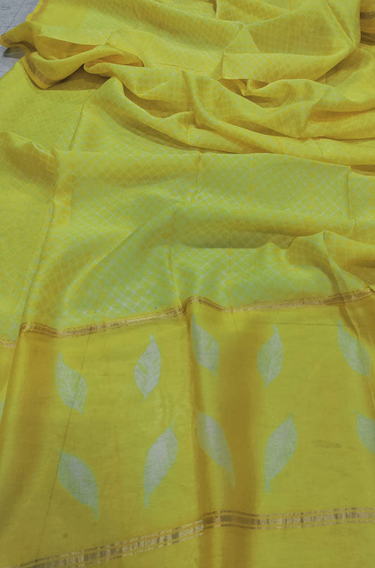 Yellow Shibori Cotton Silk Dupatta