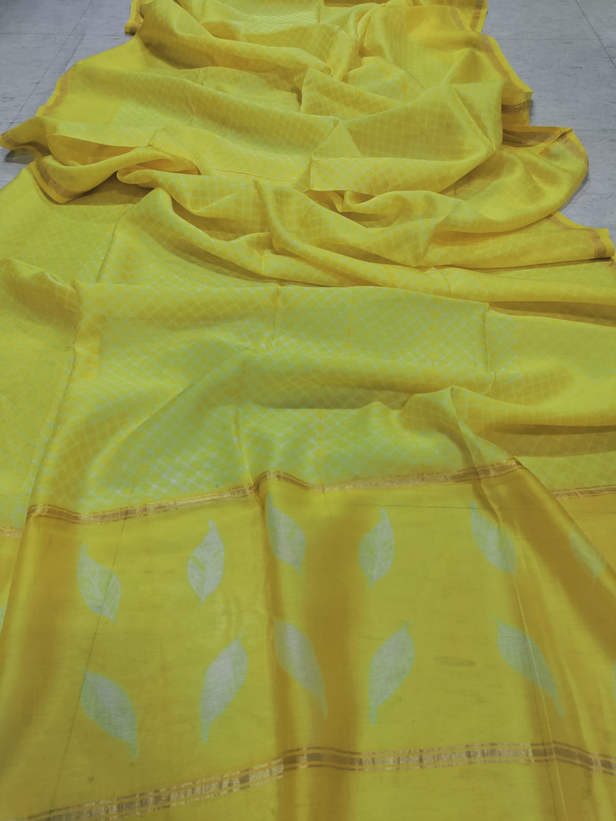 Yellow Shibori Cotton Silk Dupatta - Luxurionworld