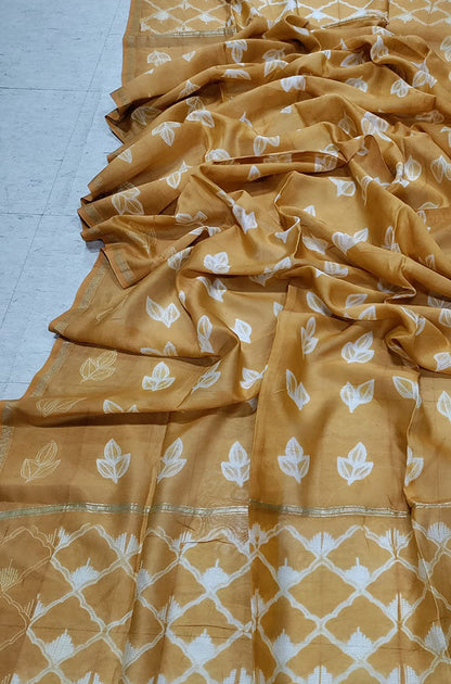 Yellow Shibori Cotton Silk Dupatta