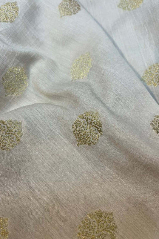 Dyeable Banarasi Handloom Pure Moonga Silk Fabric ( 1 Mtr )