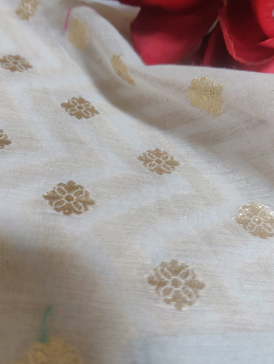Dyeable Banarasi Cotton Silk Fabric ( 1 Mtr )