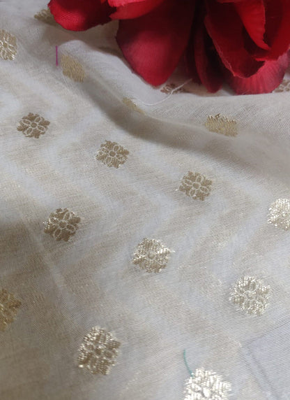 Dyeable Banarasi Cotton Silk Fabric ( 1 Mtr ) - Luxurion World