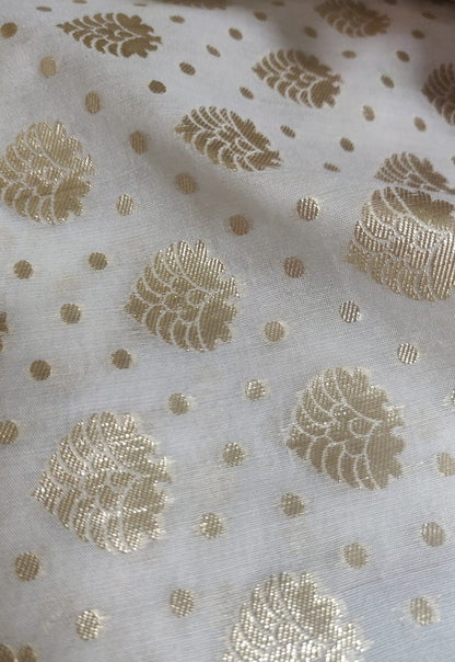 Dyeable Banarasi Cotton Silk Fabric ( 1 Mtr )