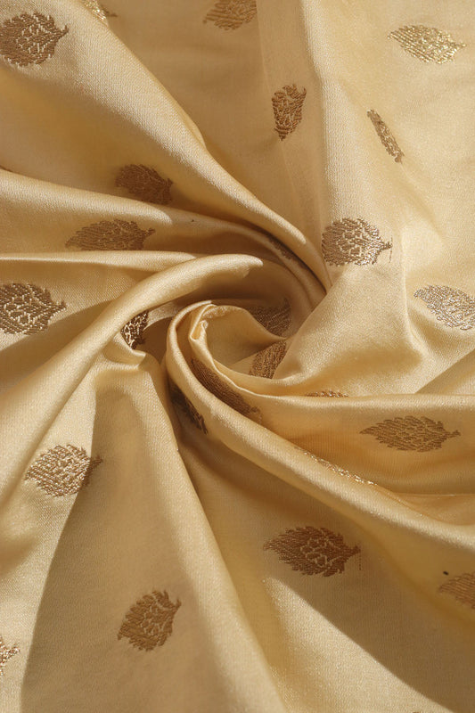 Dyeable Banarasi Pure Satin Katan Silk Fabric ( 1 Mtr ) - Luxurion World