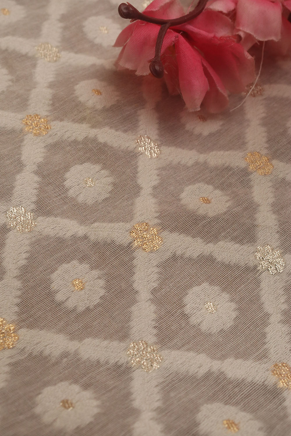 Dyeable Banarasi Pure Cotton Fabric ( 2.5 Mtr ) - Luxurion World