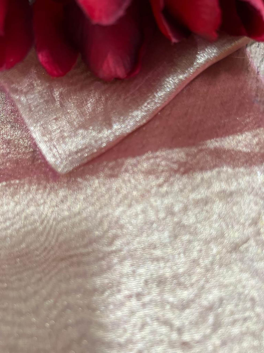 Pink Handloom Banarasi Tissue Silk Fabric ( 1 Mtr ) - Luxurion World